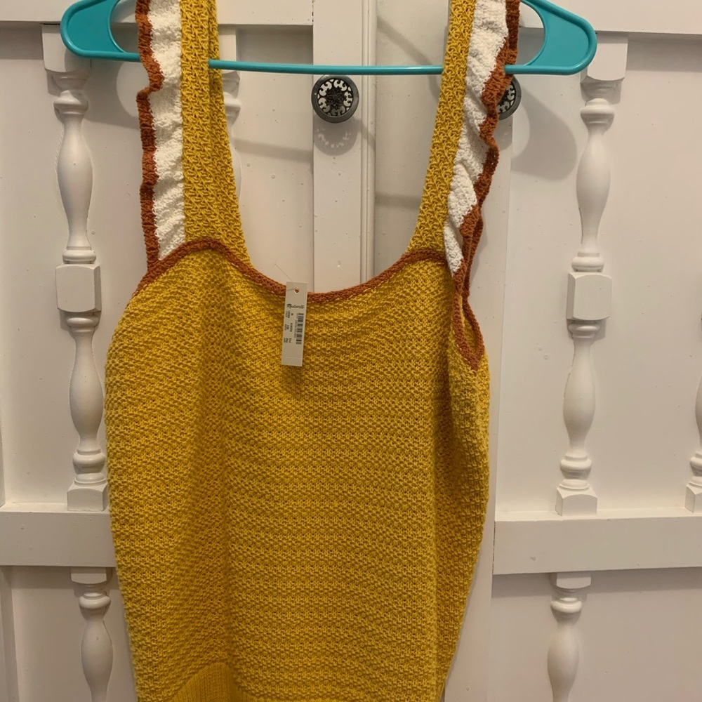Madewell crocheted ruffle-strapped sweater tank - Picture 5 of 6